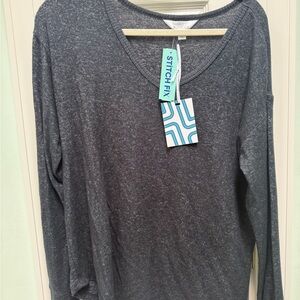Women's blue-grey Top- thumb holes